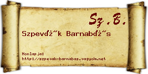 Szpevák Barnabás névjegykártya